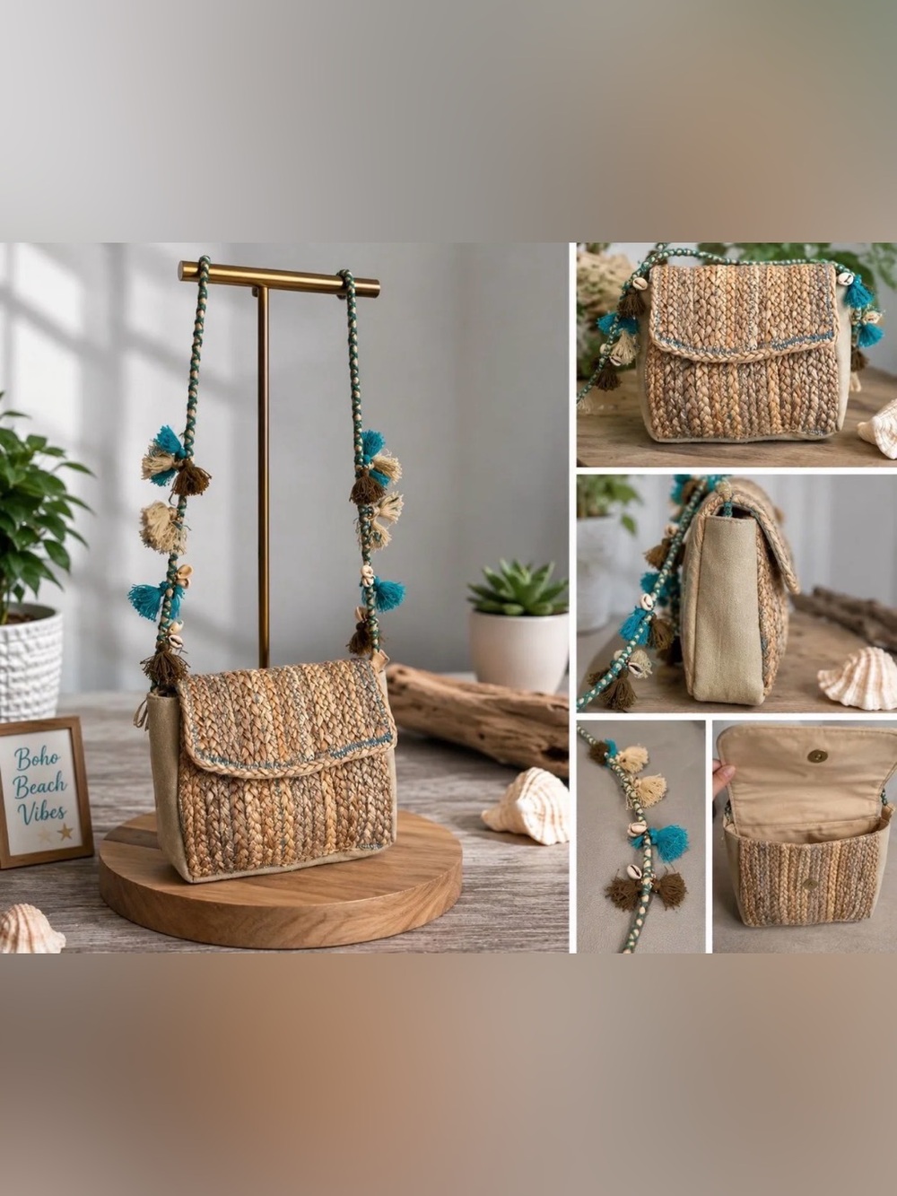 🌴 Boho Woven Crossbody Purse – Beachy Chic Style 🌴 New 22